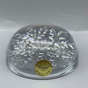 Vintage Cristal France Genuine Lead Crystal Dome Paperweight with Star